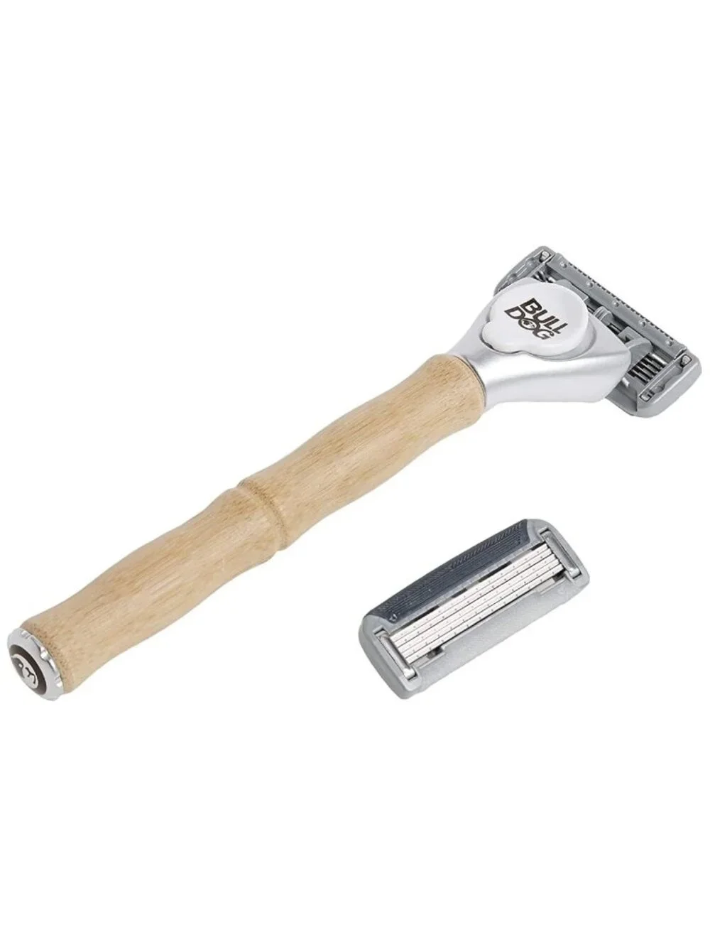 2 PK Bulldog Skincare Original Bamboo Razor Reusable Cartridge Razor + 2 refills